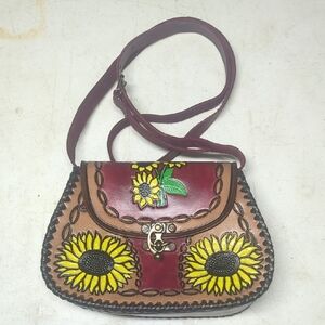 Floral Sunflower Leather Crossbody Bag